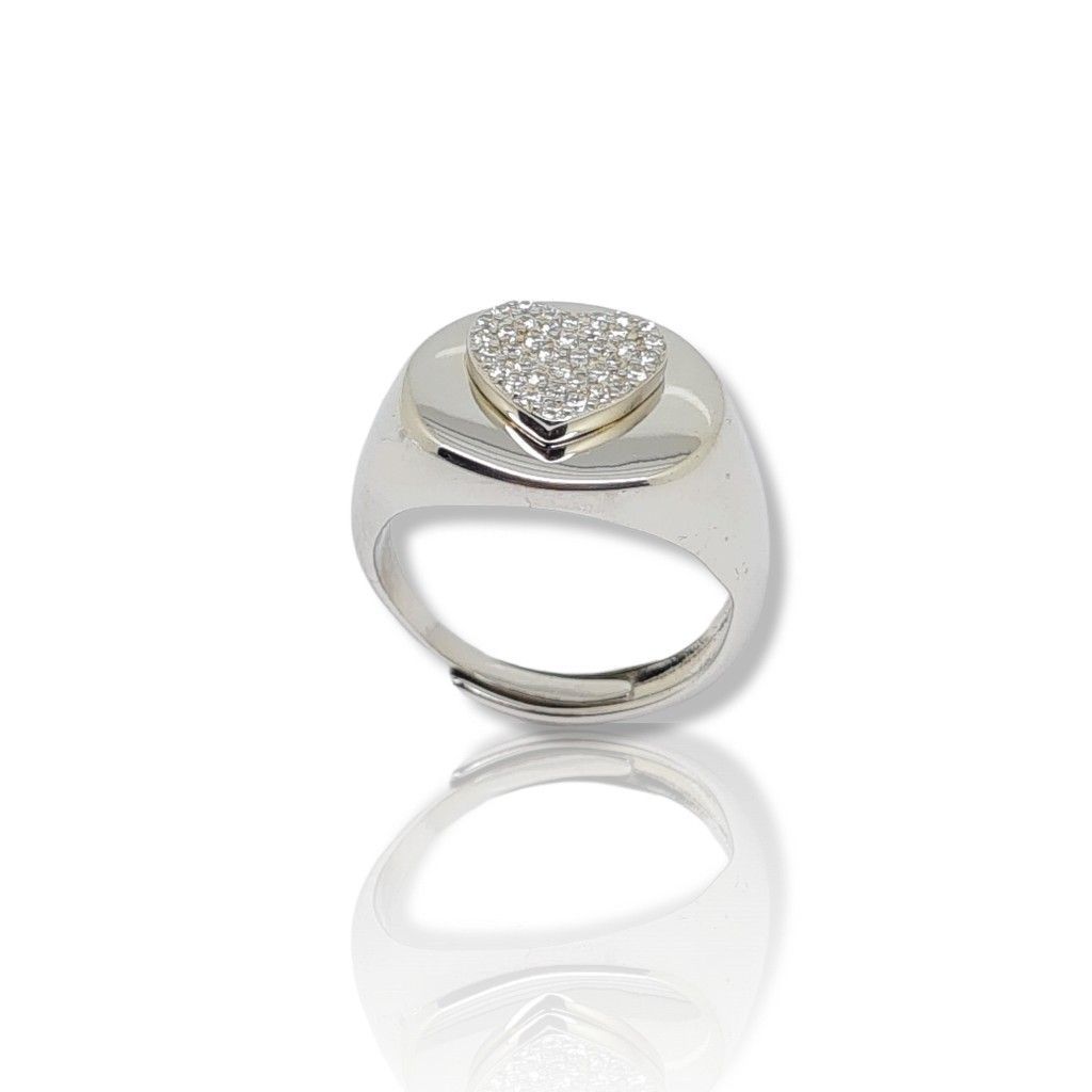 Ασημένιο δαχτυλίδι καρδούλα απο επιπλατινωμένο ασήμι 925°  (code FC002219)